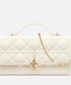 Replica Dior Miss Dior Mini Bag In White Cannage Lambskin