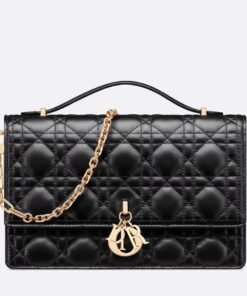 Replica Dior Miss Dior Top Handle Bag in Black Cannage Lambskin Replica Dior Miss Dior Top Handle Bag in Black Cannage Lambskin