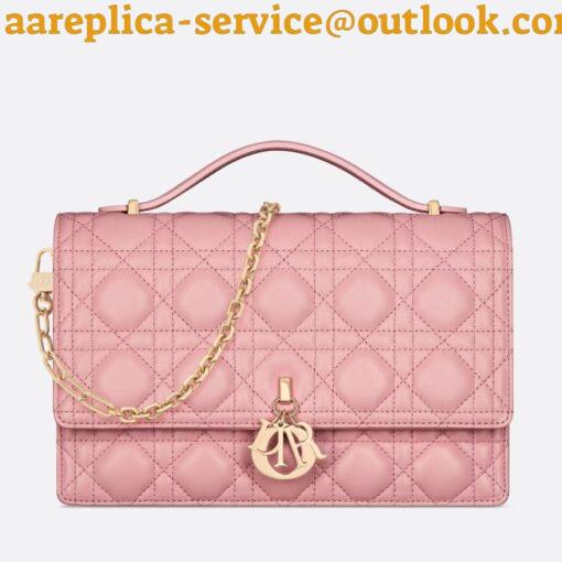 Replica Dior Miss Dior Top Handle Bag in Melocoton Pink Cannage Lambskin