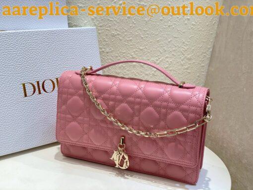 Replica Dior Miss Dior Top Handle Bag in Melocoton Pink Cannage Lambskin 4