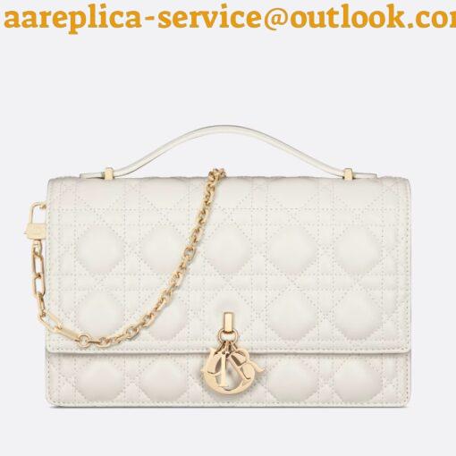 Replica Dior Miss Dior Top Handle Bag in White Cannage Lambskin