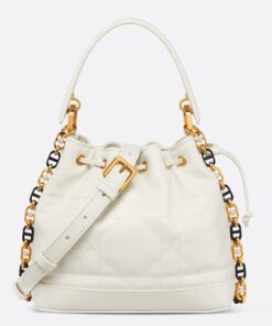 Replica Dior Small Jolie Bucket Bag in White Macrocannage Lambskin 2