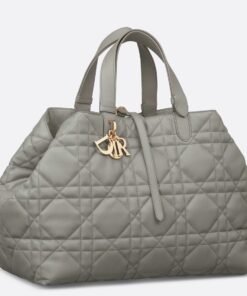 Replica Dior Toujours Large Bag in Grey Macrocannage Calfskin