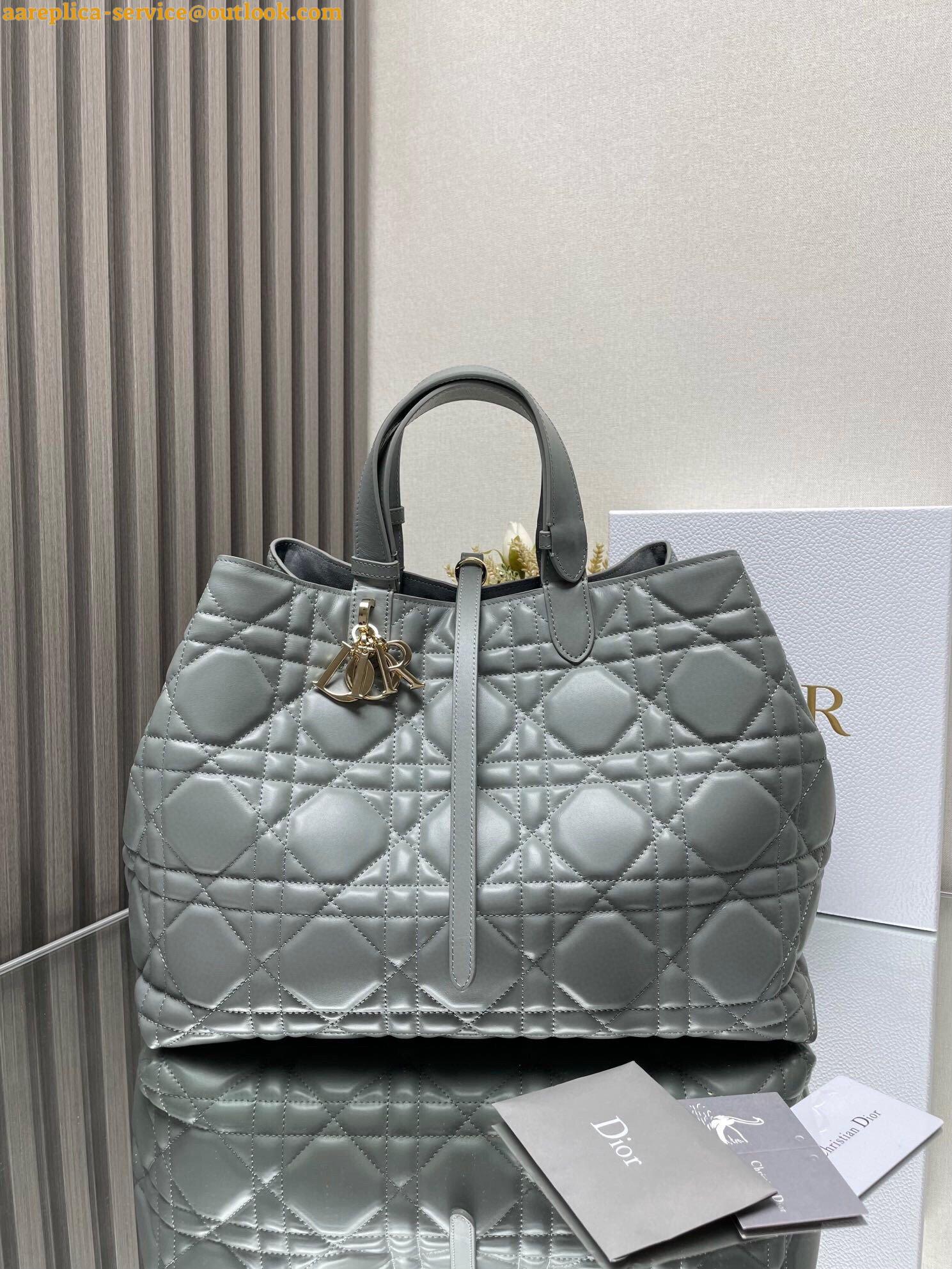 Replica Dior Toujours Large Bag in Grey Macrocannage Calfskin 5 Replica Dior Toujours Large Bag in Grey Macrocannage Calfskin 5