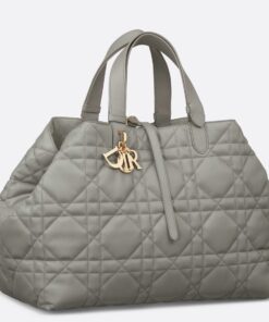 Replica Dior Toujours Large Bag in Grey Macrocannage Calfskin 2