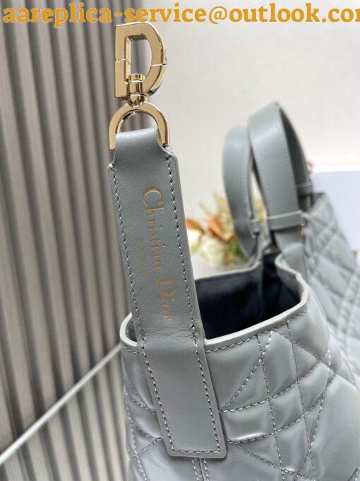 Replica Dior Toujours Large Bag in Grey Macrocannage Calfskin 4