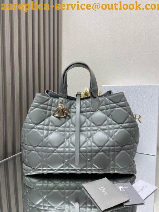 Replica Dior Toujours Large Bag in Grey Macrocannage Calfskin 5