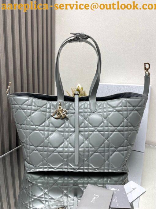 Replica Dior Toujours Large Bag in Grey Macrocannage Calfskin 11