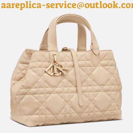 Replica Dior Toujours Medium Bag in Beige Macrocannage Calfskin