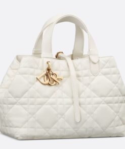 Replica Dior Toujours Medium Bag in White Macrocannage Calfskin