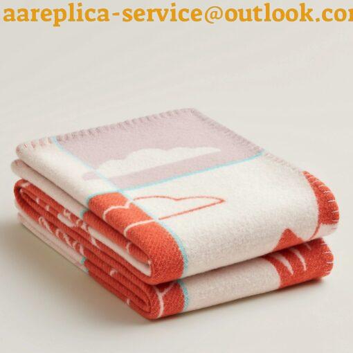 Replica Hermes Avalon Epopee Blanket in Mandarine Wool and Cashmere