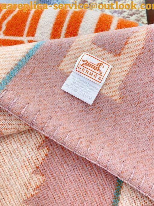 Replica Hermes Avalon Epopee Blanket in Mandarine Wool and Cashmere 10
