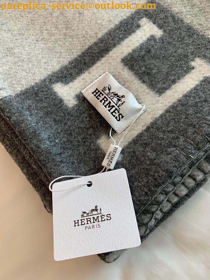 Replica Hermes Avalon III Throw Blanket in Grey Wool and Cashmere 3 Replica Hermes Avalon III Throw Blanket in Grey Wool and Cashmere 3