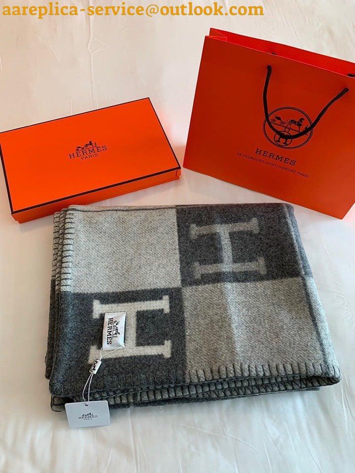 Replica Hermes Avalon III Throw Blanket in Grey Wool and Cashmere 4 Replica Hermes Avalon III Throw Blanket in Grey Wool and Cashmere 4