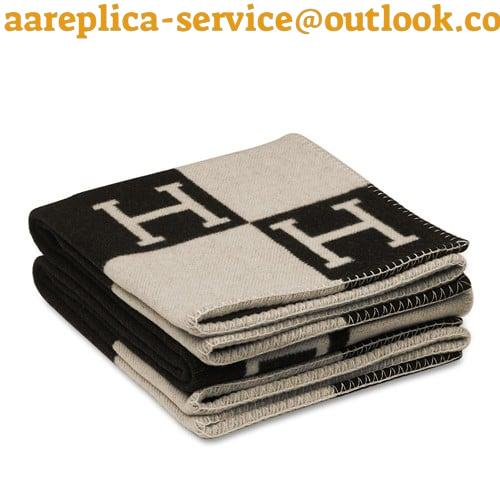 Replica Hermes Avalon III Throw Blanket in Black Wool and Cashmere 2 Replica Hermes Avalon III Throw Blanket in Black Wool and Cashmere 2