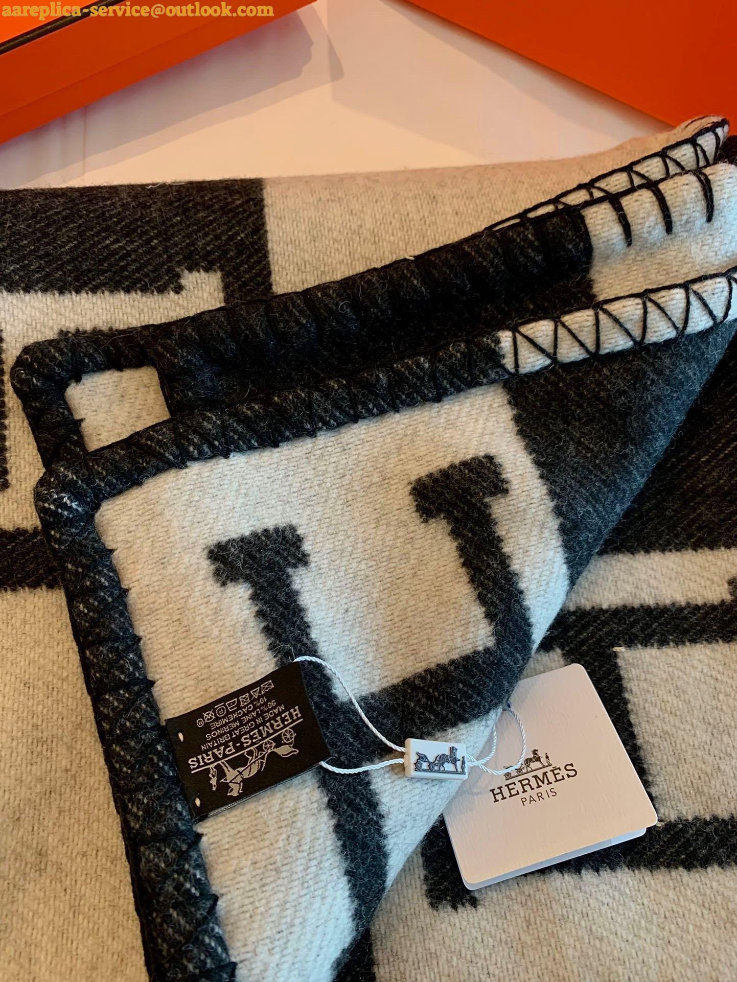 Replica Hermes Avalon III Throw Blanket in Black Wool and Cashmere 6 Replica Hermes Avalon III Throw Blanket in Black Wool and Cashmere 6
