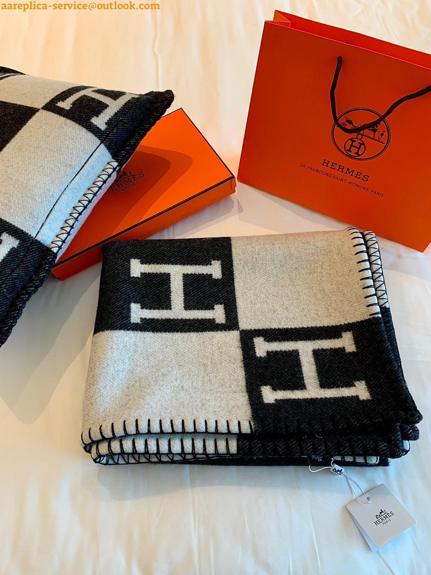 Replica Hermes Avalon III Throw Blanket in Black Wool and Cashmere 7 Replica Hermes Avalon III Throw Blanket in Black Wool and Cashmere 7