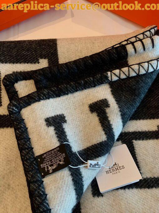 Replica Hermes Avalon Throw Blanket in Black Wool and Cashmere 8