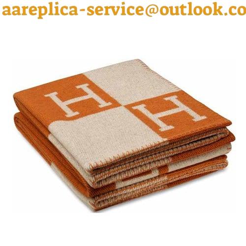 Replica Hermes Avalon Throw Blanket in Orange Wool and Cashmere 2 Replica Hermes Avalon Throw Blanket in Orange Wool and Cashmere 2