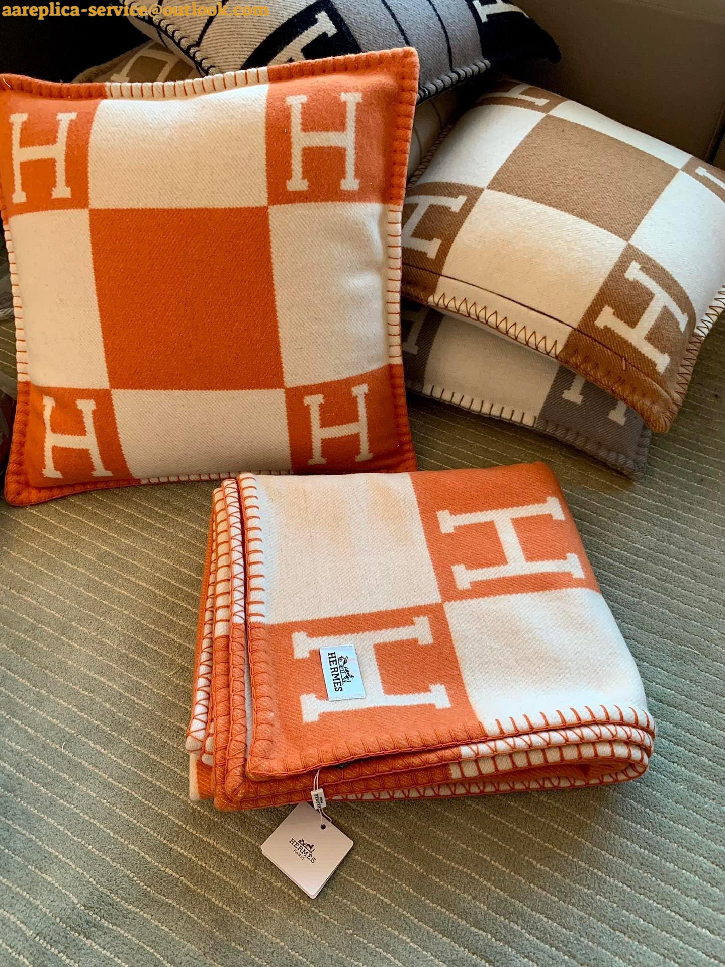 Replica Hermes Avalon Throw Blanket in Orange Wool and Cashmere 3 Replica Hermes Avalon Throw Blanket in Orange Wool and Cashmere 3