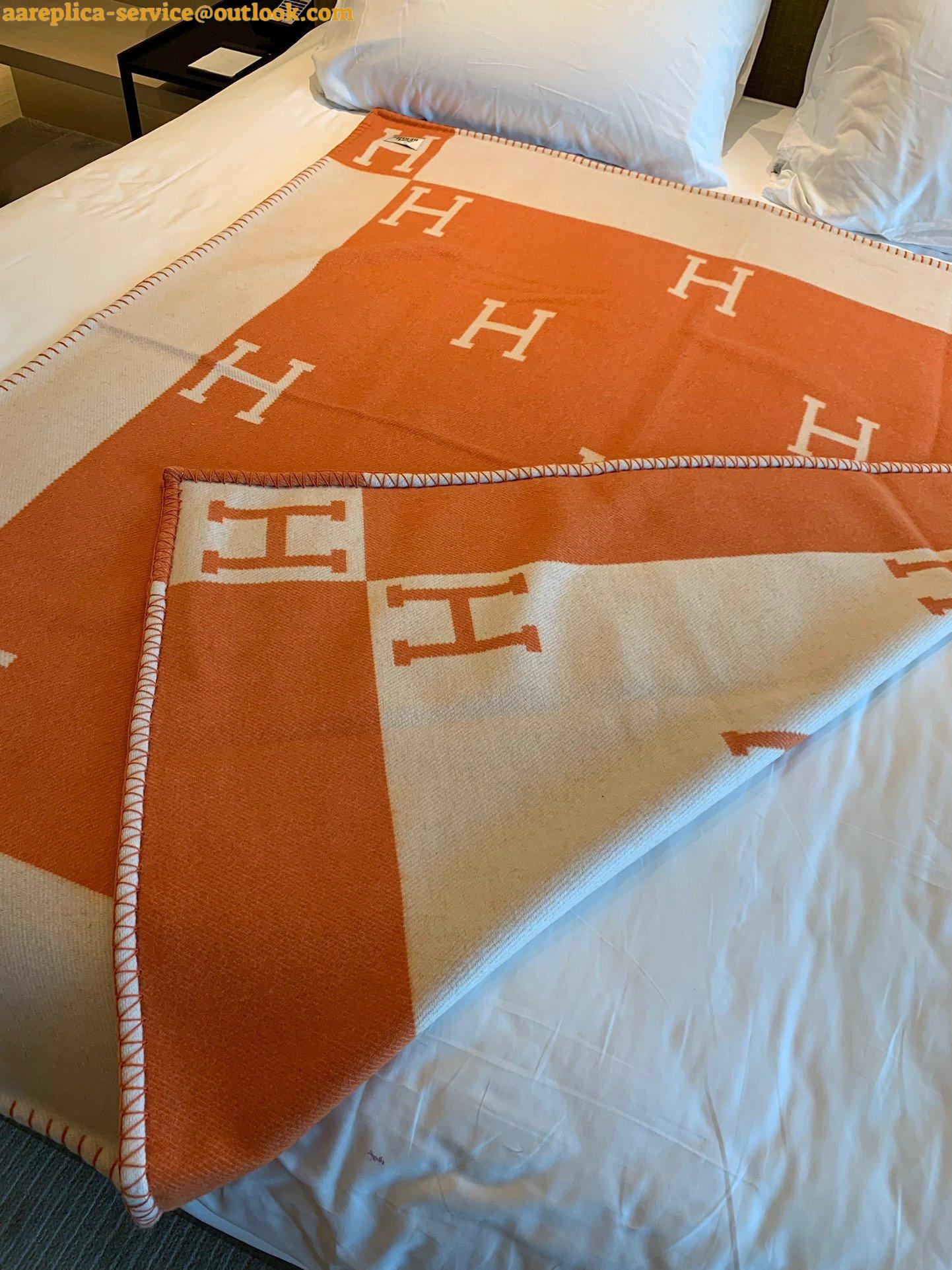 Replica Hermes Avalon Throw Blanket in Orange Wool and Cashmere 5 Replica Hermes Avalon Throw Blanket in Orange Wool and Cashmere 5