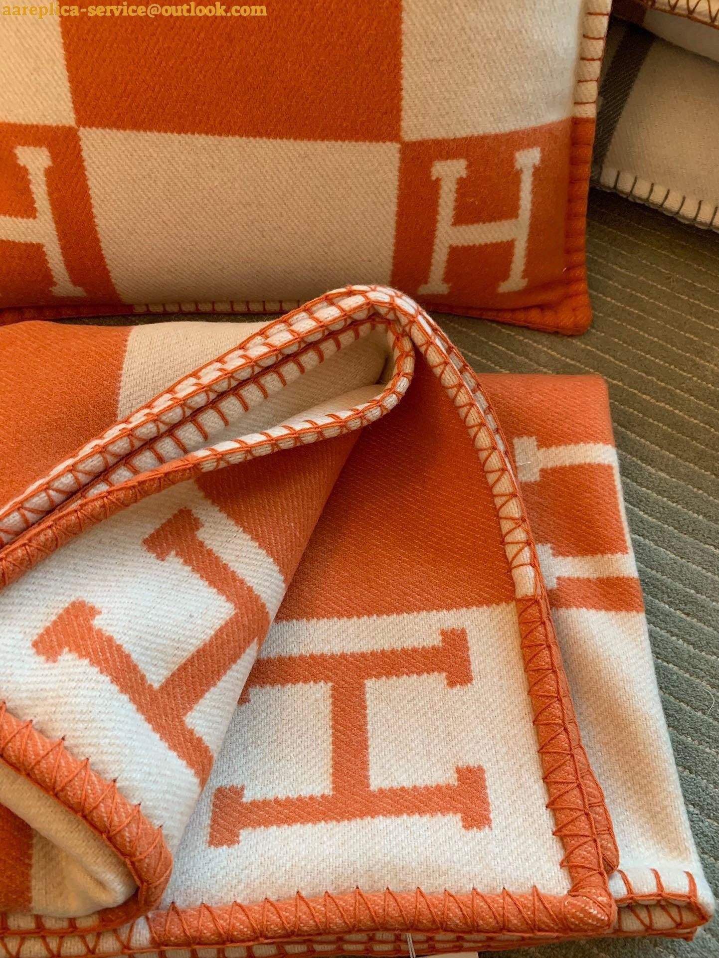 Replica Hermes Avalon Throw Blanket in Orange Wool and Cashmere 9 Replica Hermes Avalon Throw Blanket in Orange Wool and Cashmere 9