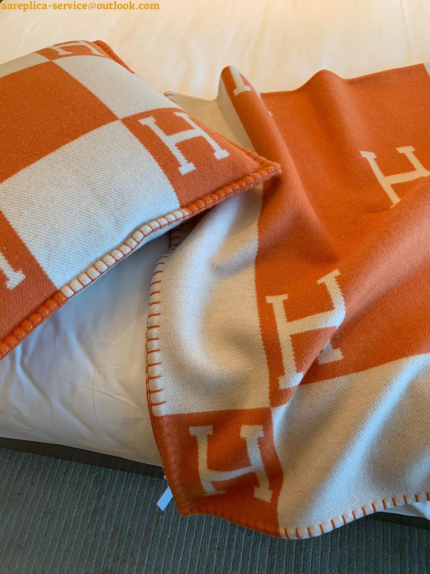 Replica Hermes Avalon Throw Blanket in Orange Wool and Cashmere 11 Replica Hermes Avalon Throw Blanket in Orange Wool and Cashmere 11