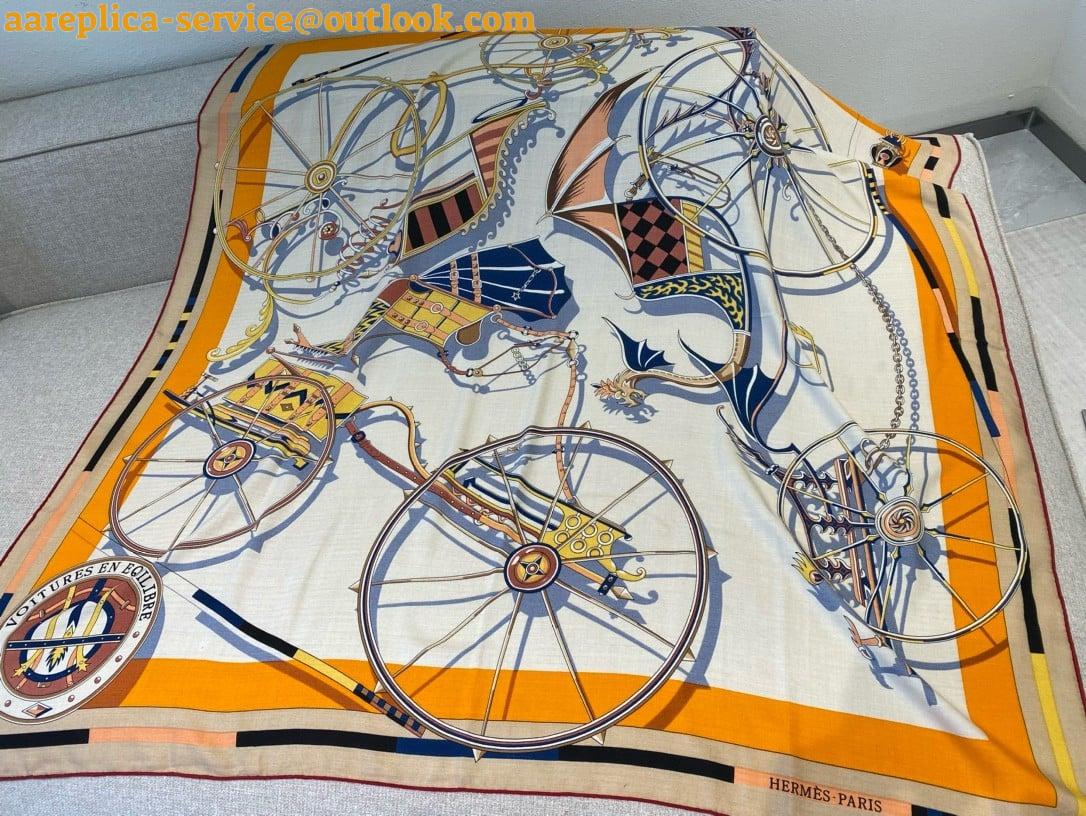 Replica Hermes Beige/Orange Voitures en Equilibre Shawl 140 8 Replica Hermes Beige/Orange Voitures en Equilibre Shawl 140 8
