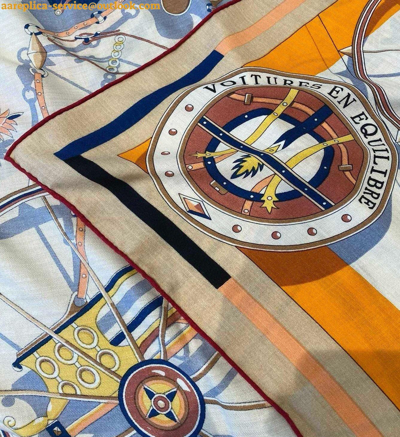 Replica Hermes Beige/Orange Voitures en Equilibre Shawl 140 7 Replica Hermes Beige/Orange Voitures en Equilibre Shawl 140 7