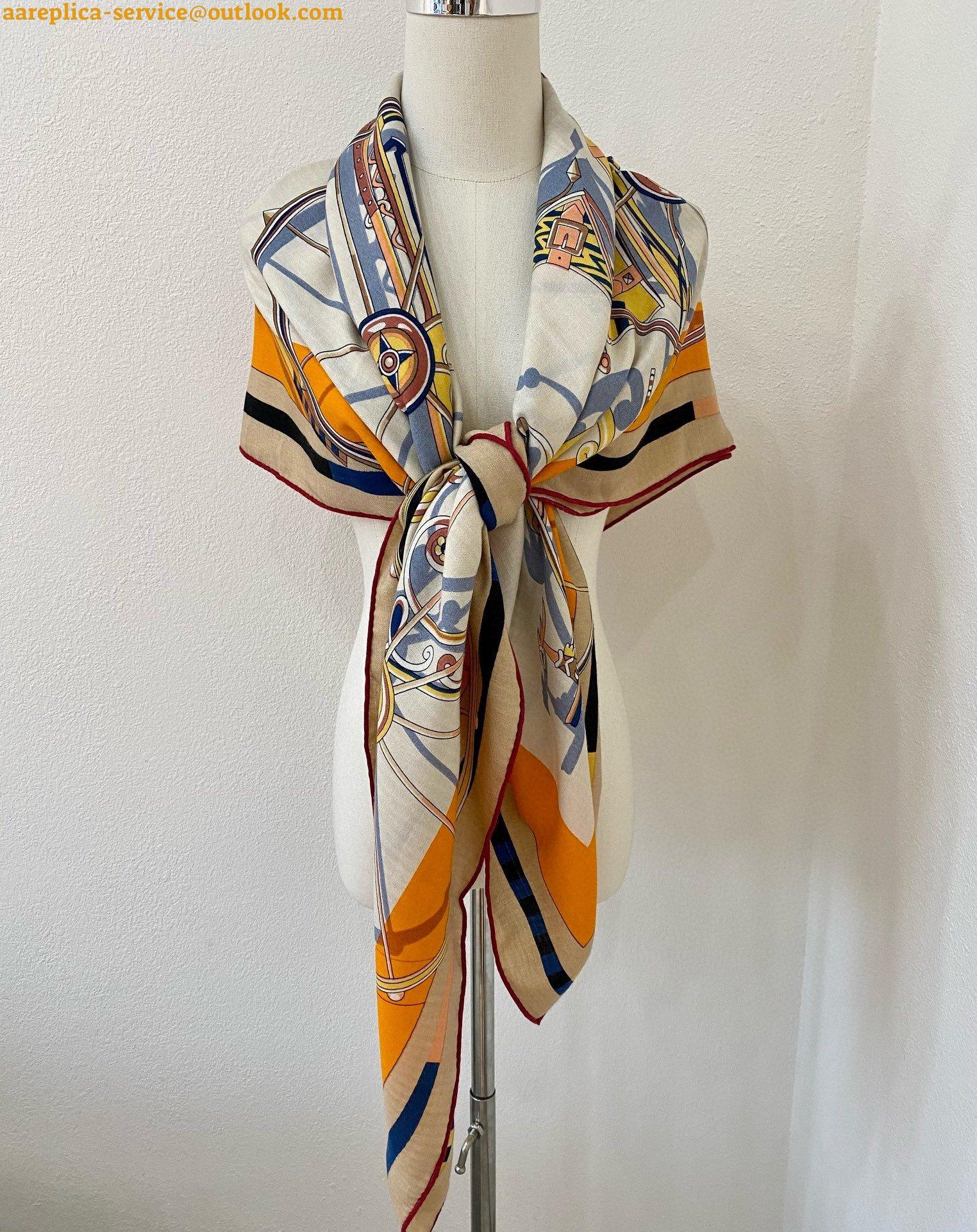 Replica Hermes Beige/Orange Voitures en Equilibre Shawl 140 6 Replica Hermes Beige/Orange Voitures en Equilibre Shawl 140 6