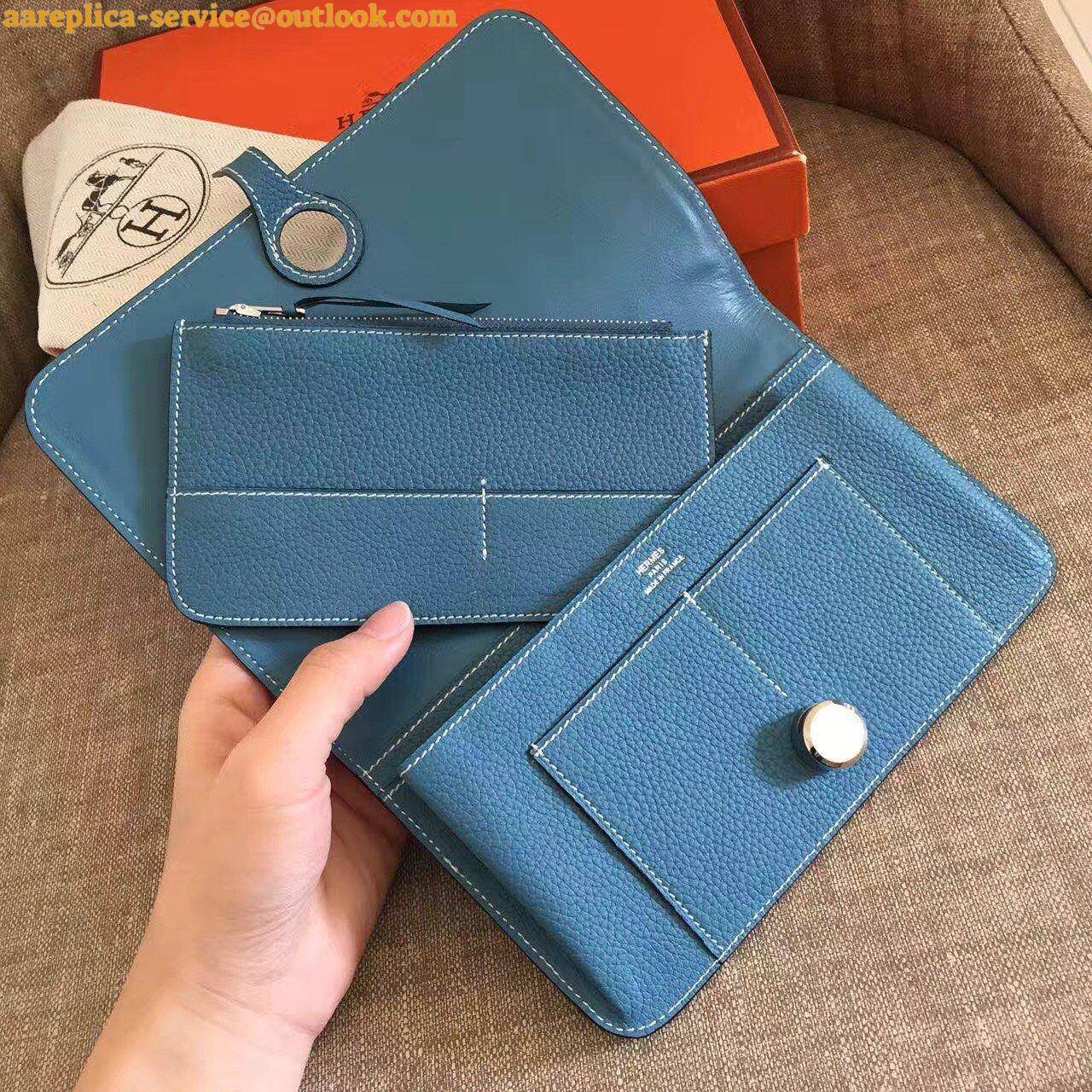 Replica Hermes Dogon Duo Wallet in Blue Jean Clemence Leather 3 Replica Hermes Dogon Duo Wallet in Blue Jean Clemence Leather 3