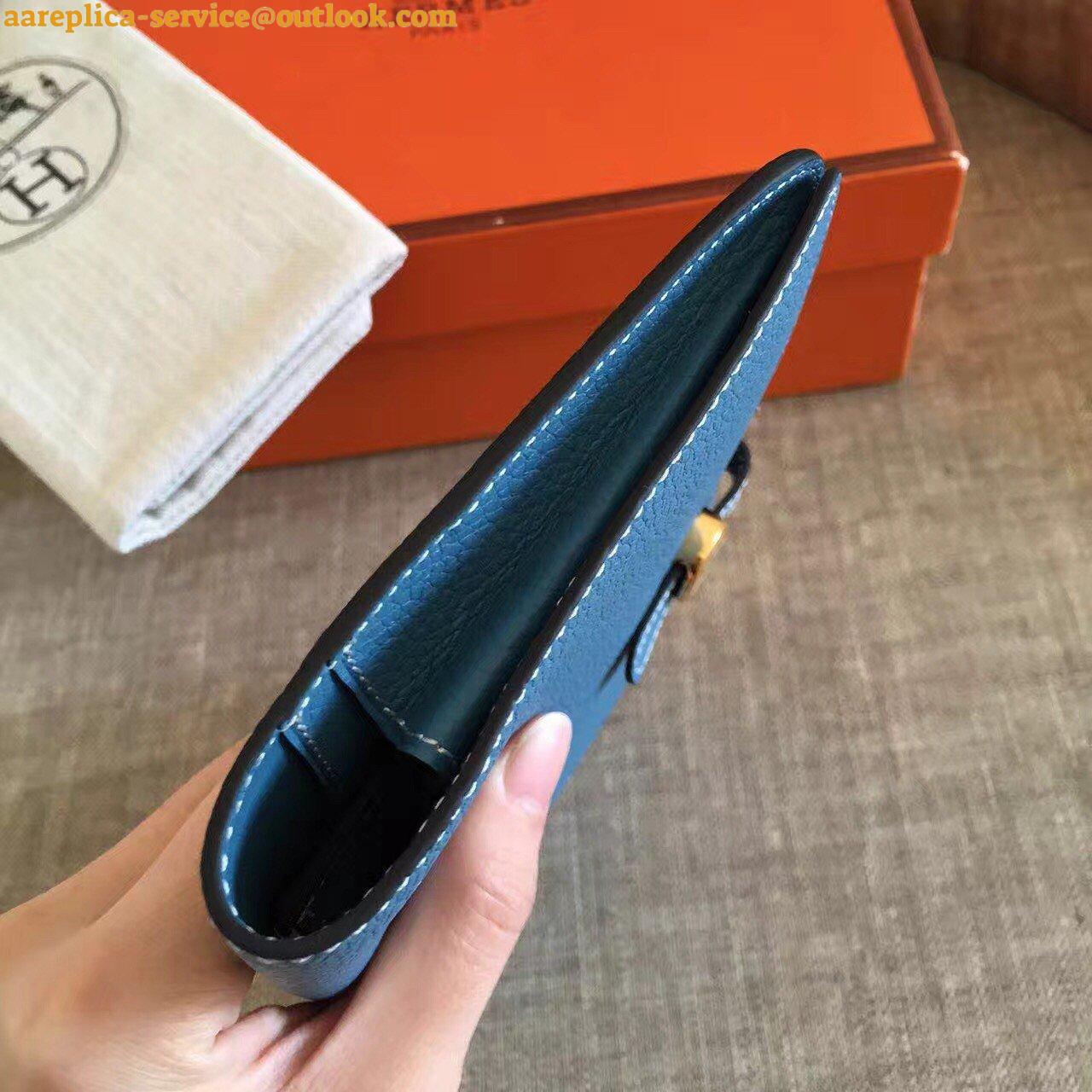 Replica Hermes Dogon Duo Wallet in Blue Jean Clemence Leather 4 Replica Hermes Dogon Duo Wallet in Blue Jean Clemence Leather 4
