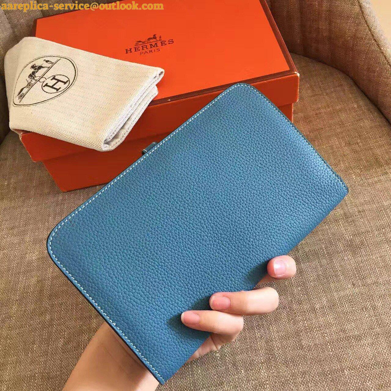 Replica Hermes Dogon Duo Wallet in Blue Jean Clemence Leather 7 Replica Hermes Dogon Duo Wallet in Blue Jean Clemence Leather 7