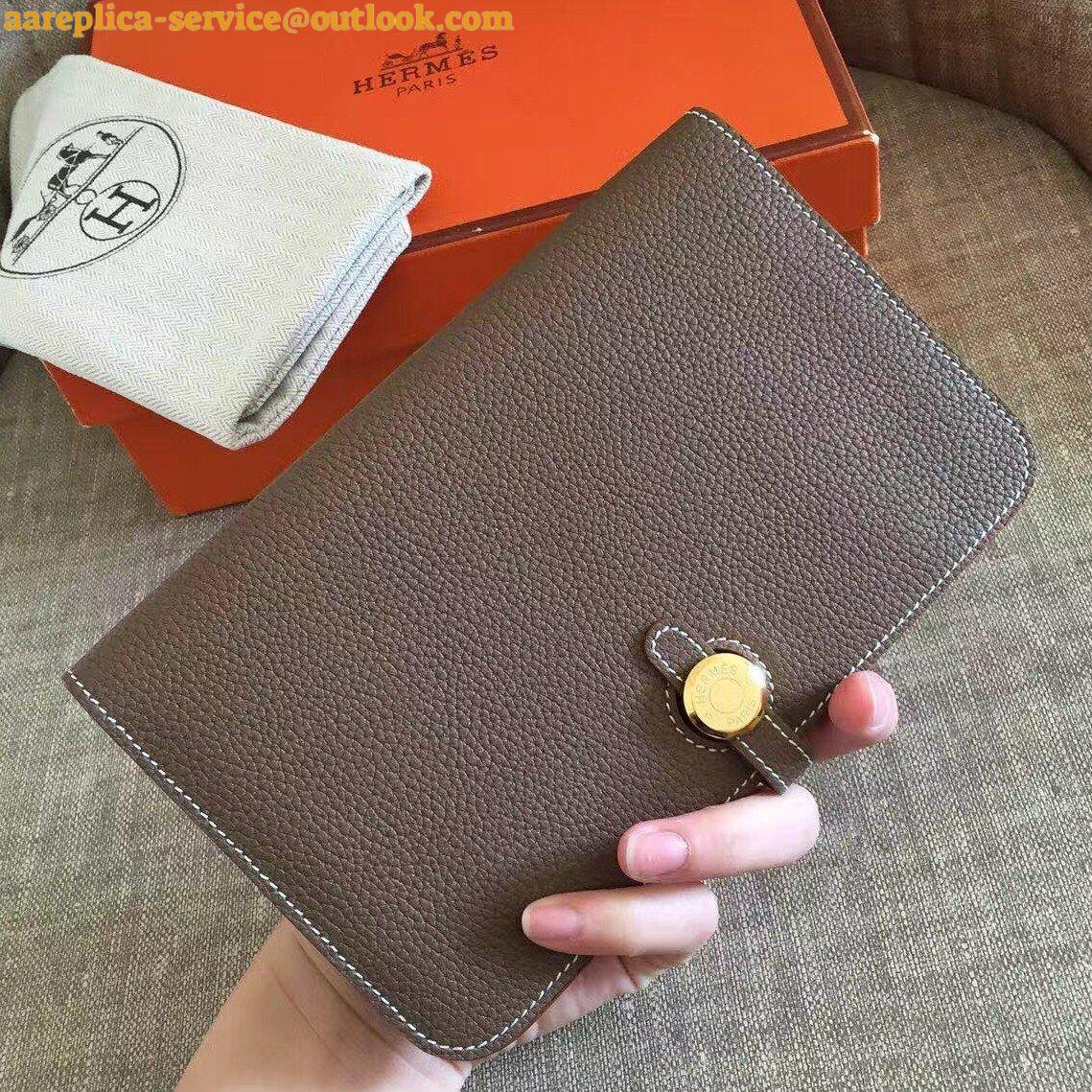 Replica Hermes Dogon Duo Wallet in Taupe Clemence Leather 3 Replica Hermes Dogon Duo Wallet in Taupe Clemence Leather 3