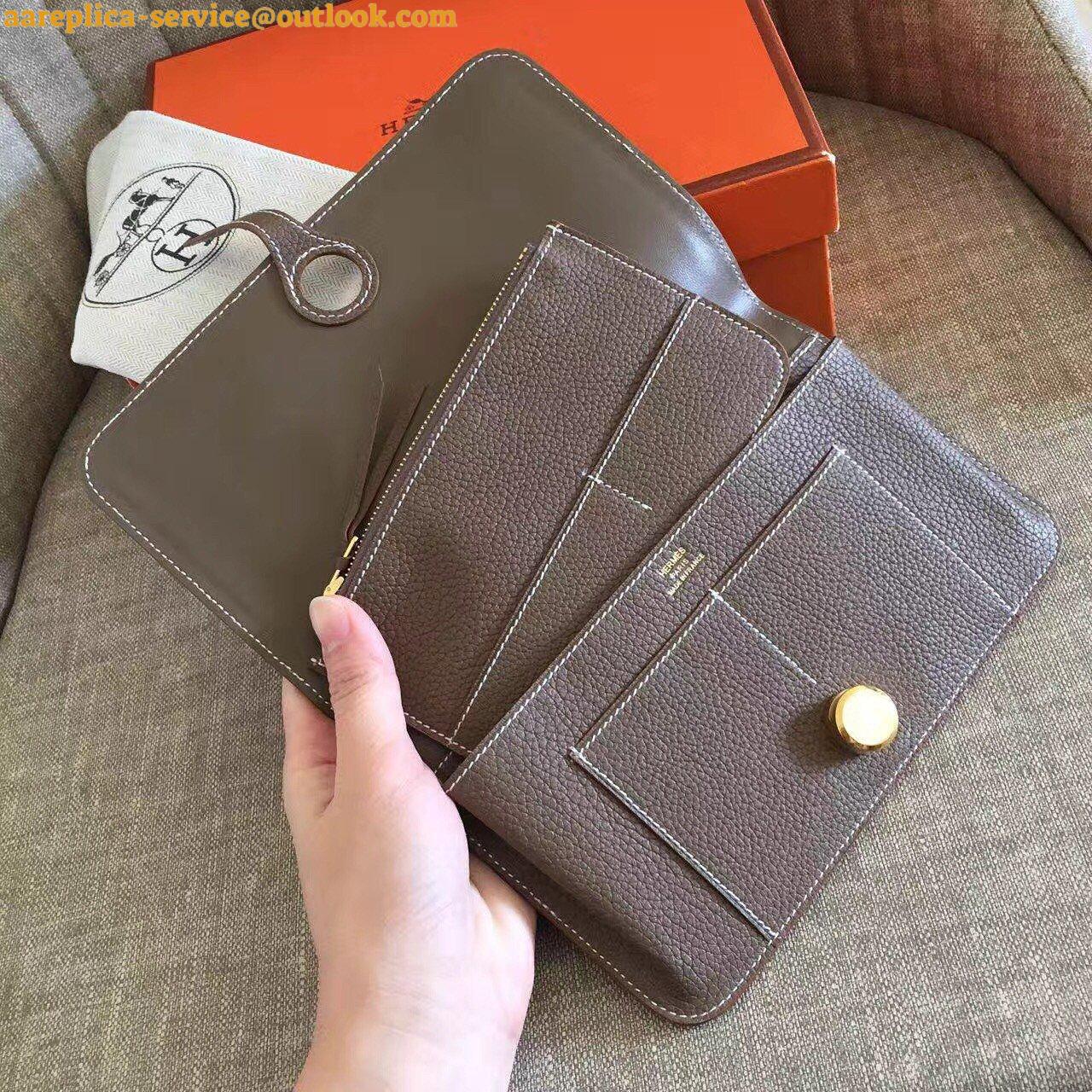 Replica Hermes Dogon Duo Wallet in Taupe Clemence Leather 7 Replica Hermes Dogon Duo Wallet in Taupe Clemence Leather 7