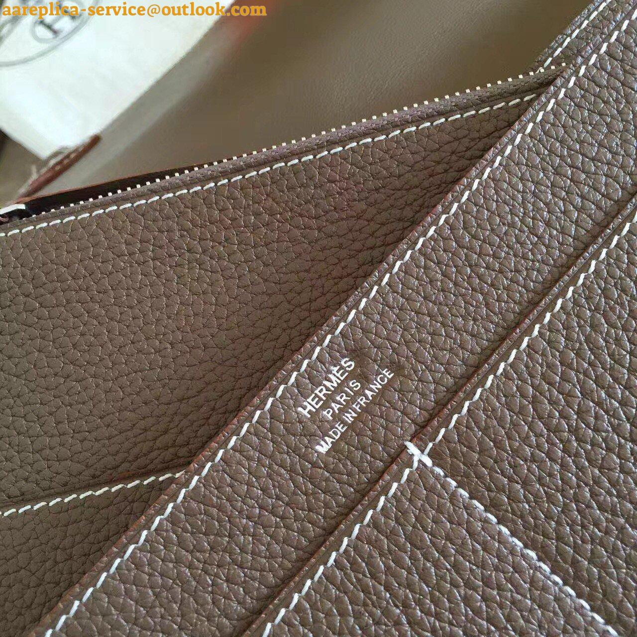 Replica Hermes Dogon Duo Wallet in Taupe Clemence Leather 8 Replica Hermes Dogon Duo Wallet in Taupe Clemence Leather 8