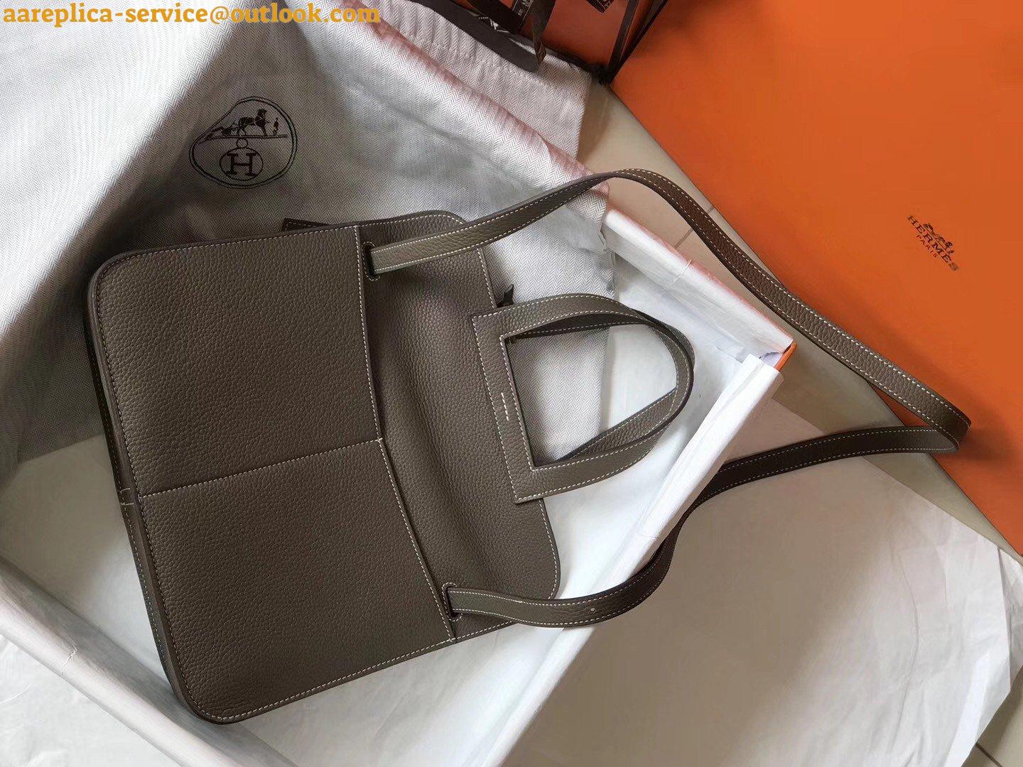 Replica Hermes Halzan 31cm Bag In Taupe Clemence Leather 3 Replica Hermes Halzan 31cm Bag In Taupe Clemence Leather 3