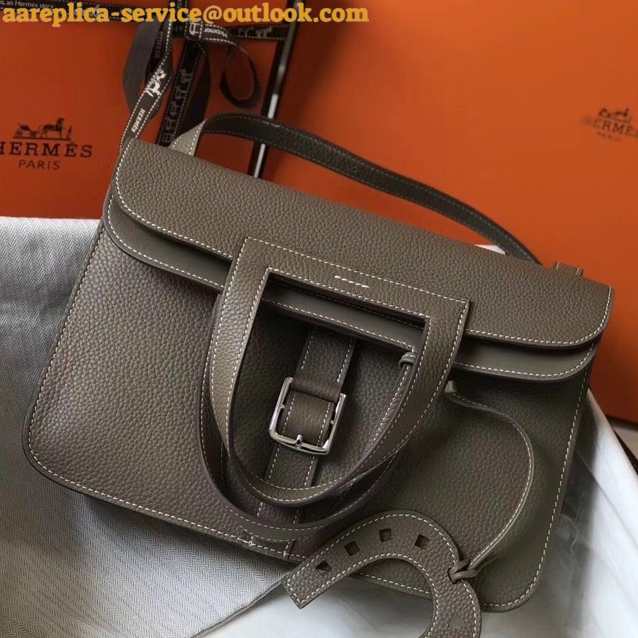 Replica Hermes Halzan 31cm Bag In Taupe Clemence Leather 9 Replica Hermes Halzan 31cm Bag In Taupe Clemence Leather 9