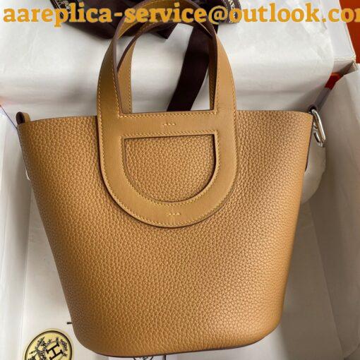Replica Hermes In The Loop 18 Handmade Bag in Biscuit Clemence Leather 7