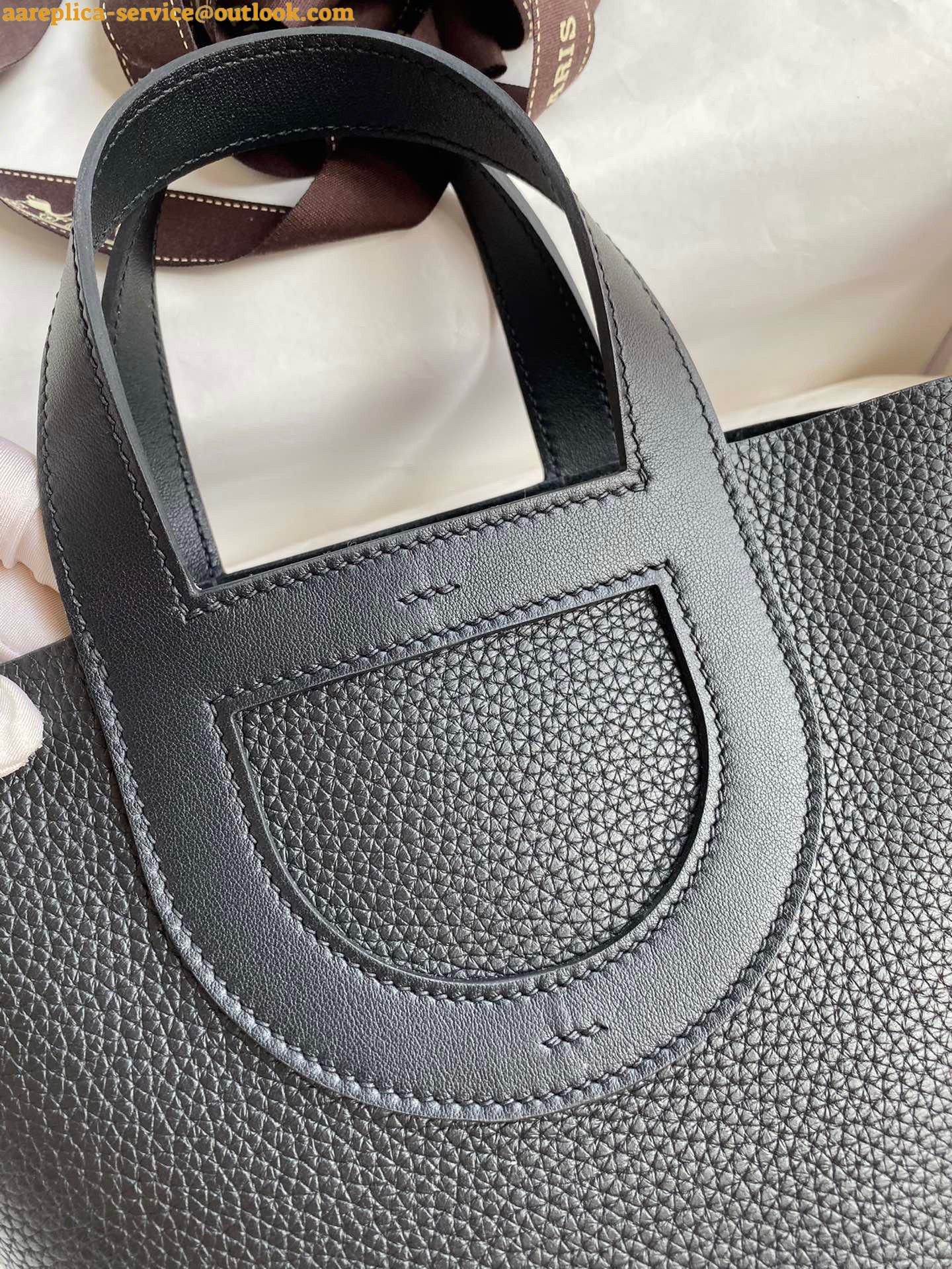 Replica Hermes In The Loop 18 Handmade Bag in Black Clemence Leather 4 Replica Hermes In The Loop 18 Handmade Bag in Black Clemence Leather 4