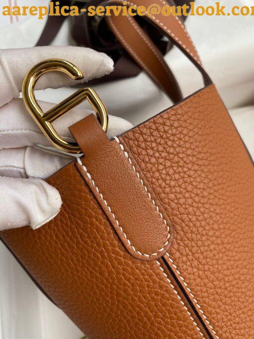 Replica Hermes In The Loop 18 Handmade Bag in Gold Clemence Leather 8