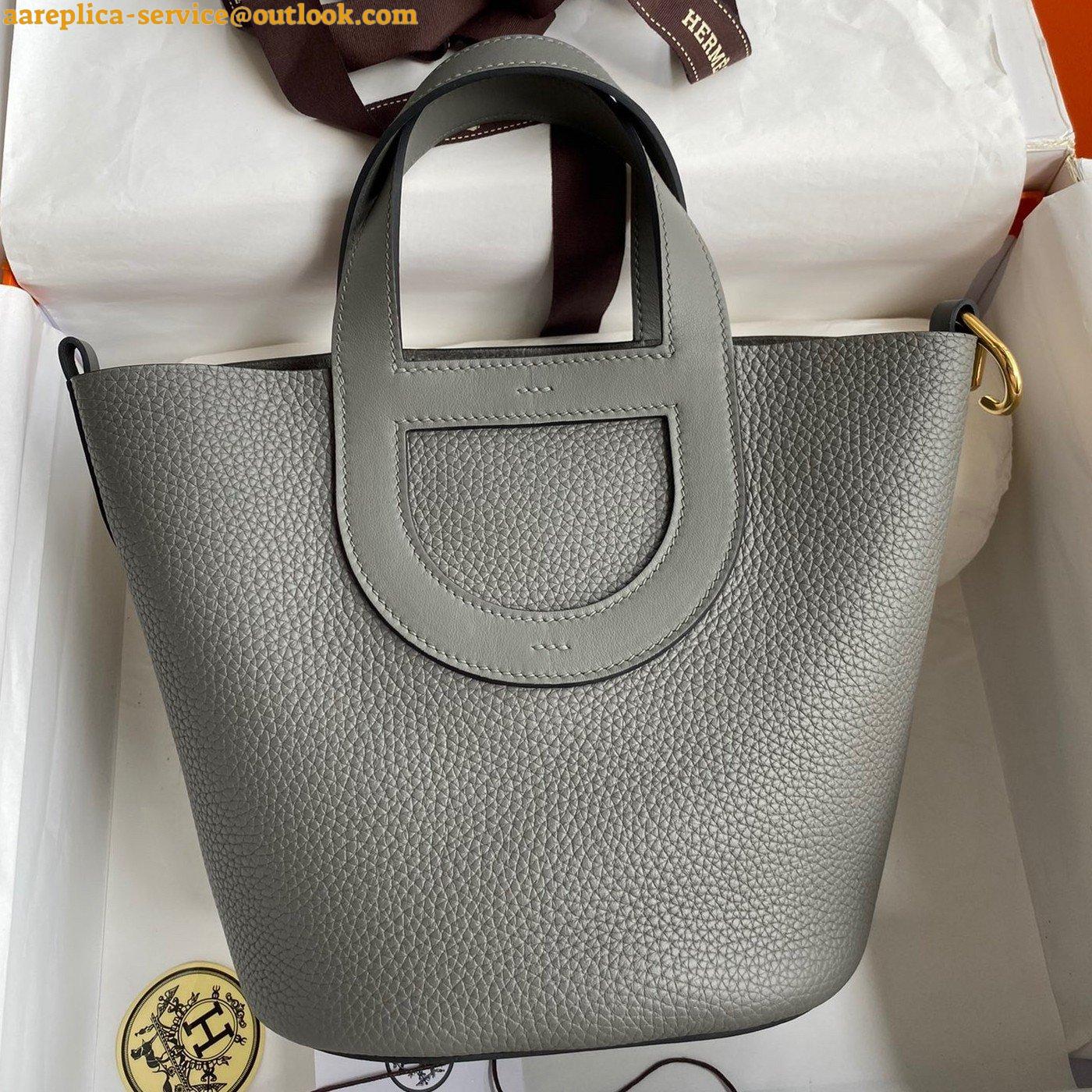 Replica Hermes In The Loop 18 Handmade Bag in Gris Meyer Clemence Leather Replica Hermes In The Loop 18 Handmade Bag in Gris Meyer Clemence Leather