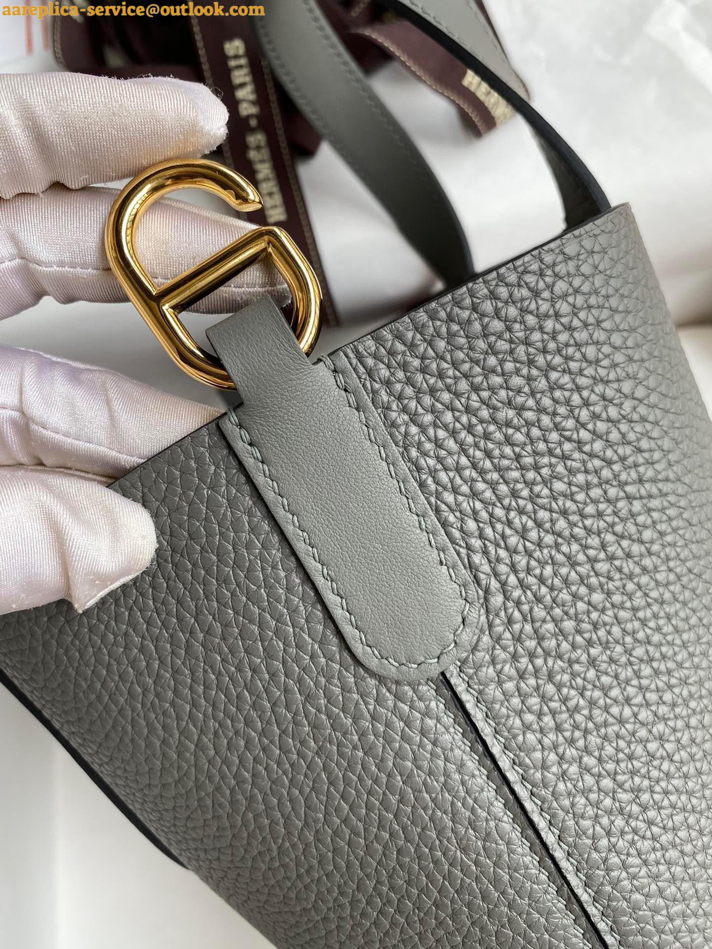 Replica Hermes In The Loop 18 Handmade Bag in Gris Meyer Clemence Leather 4 Replica Hermes In The Loop 18 Handmade Bag in Gris Meyer Clemence Leather 4