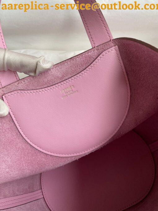 Replica Hermes In The Loop 18 Handmade Bag in Mauve Sylvestre Clemence Leather 4