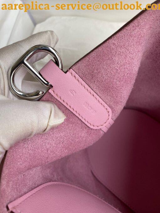 Replica Hermes In The Loop 18 Handmade Bag in Mauve Sylvestre Clemence Leather 10