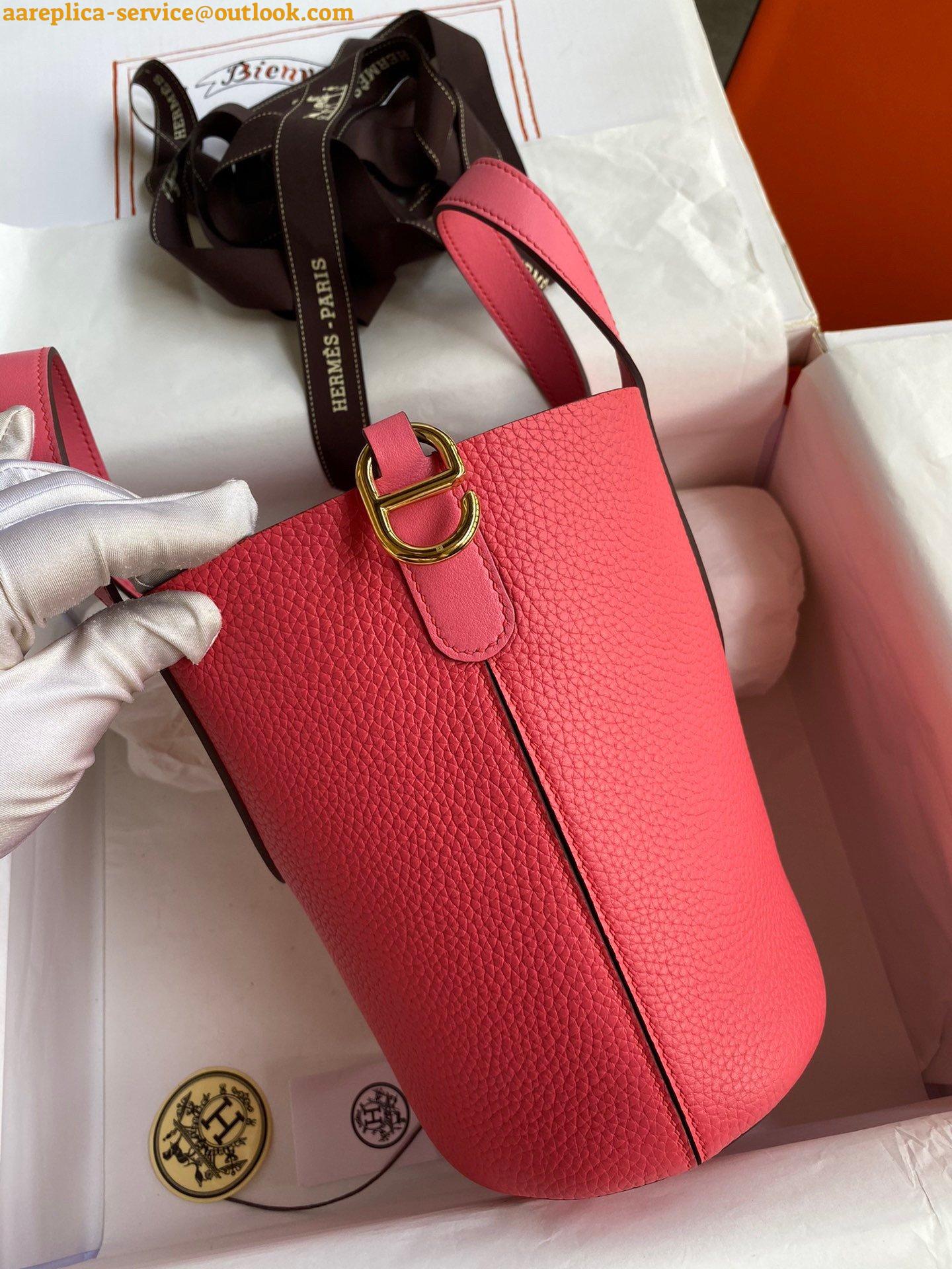 Replica Hermes In The Loop 18 Handmade Bag in Rose Lipstick Clemence Leatherther 3 Replica Hermes In The Loop 18 Handmade Bag in Rose Lipstick Clemence Leatherther 3