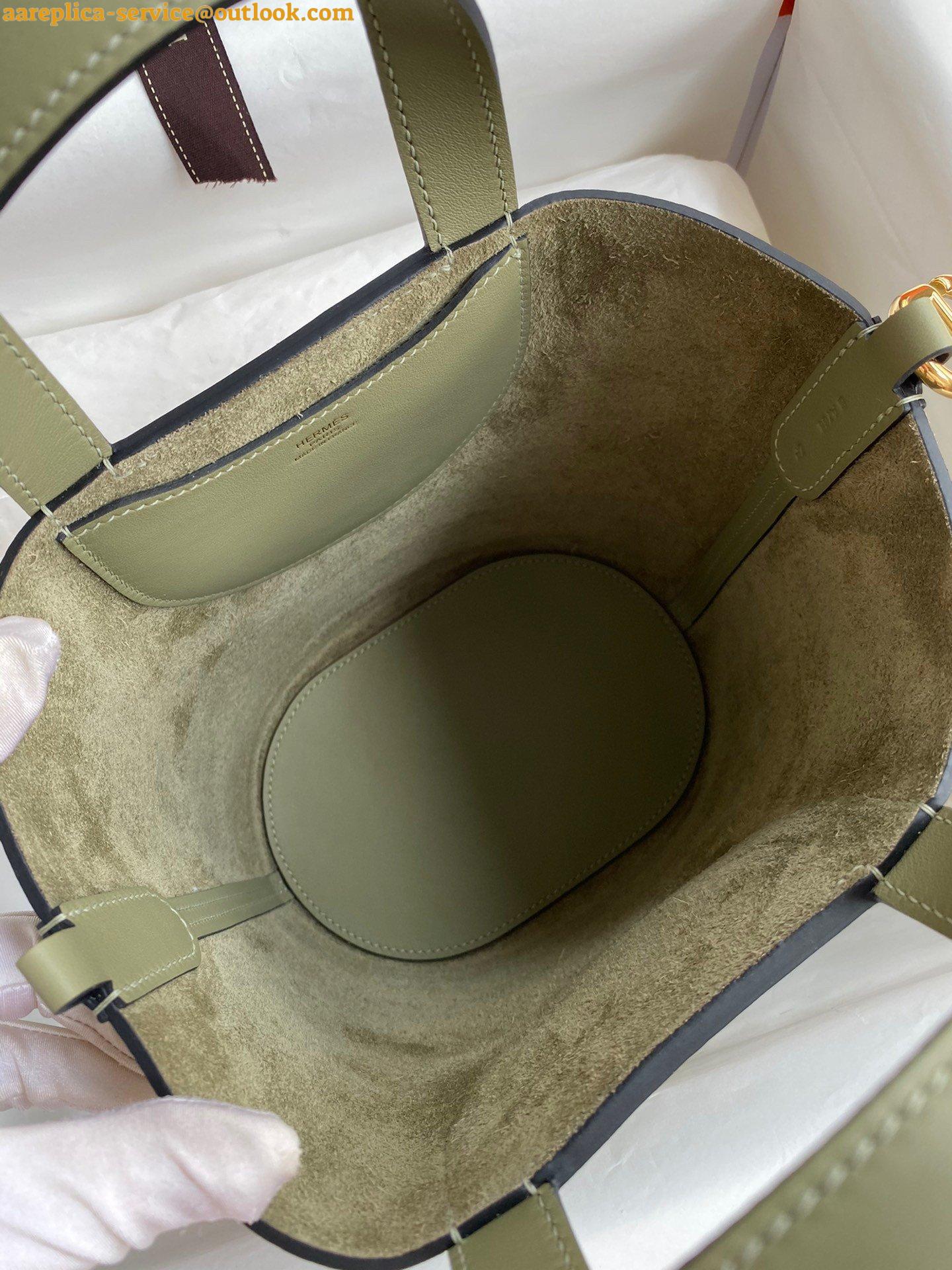 Replica Hermes In The Loop 18 Handmade Bag in Sauge Clemence Leatherther 3 Replica Hermes In The Loop 18 Handmade Bag in Sauge Clemence Leatherther 3