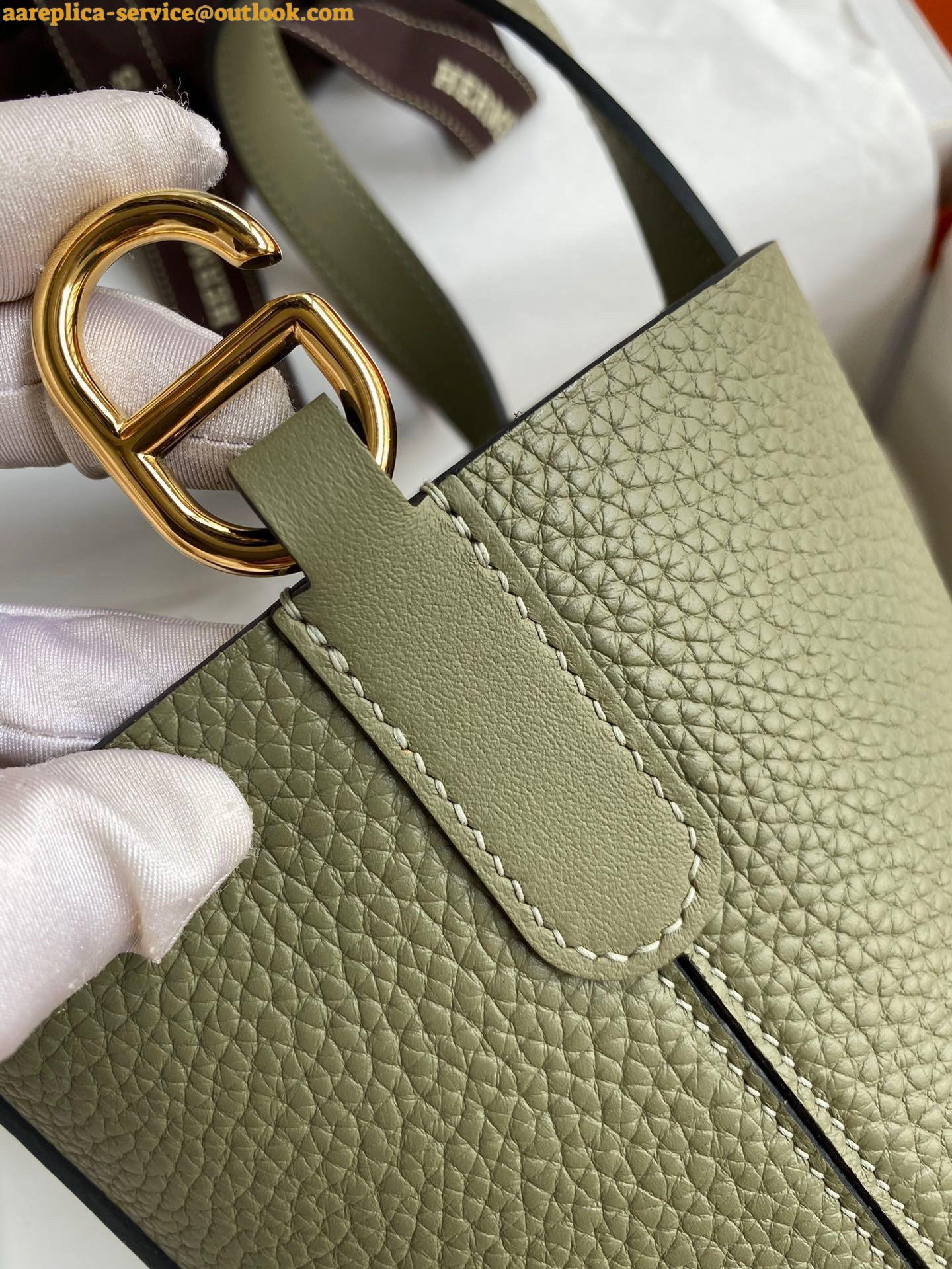 Replica Hermes In The Loop 18 Handmade Bag in Sauge Clemence Leatherther 7 Replica Hermes In The Loop 18 Handmade Bag in Sauge Clemence Leatherther 7