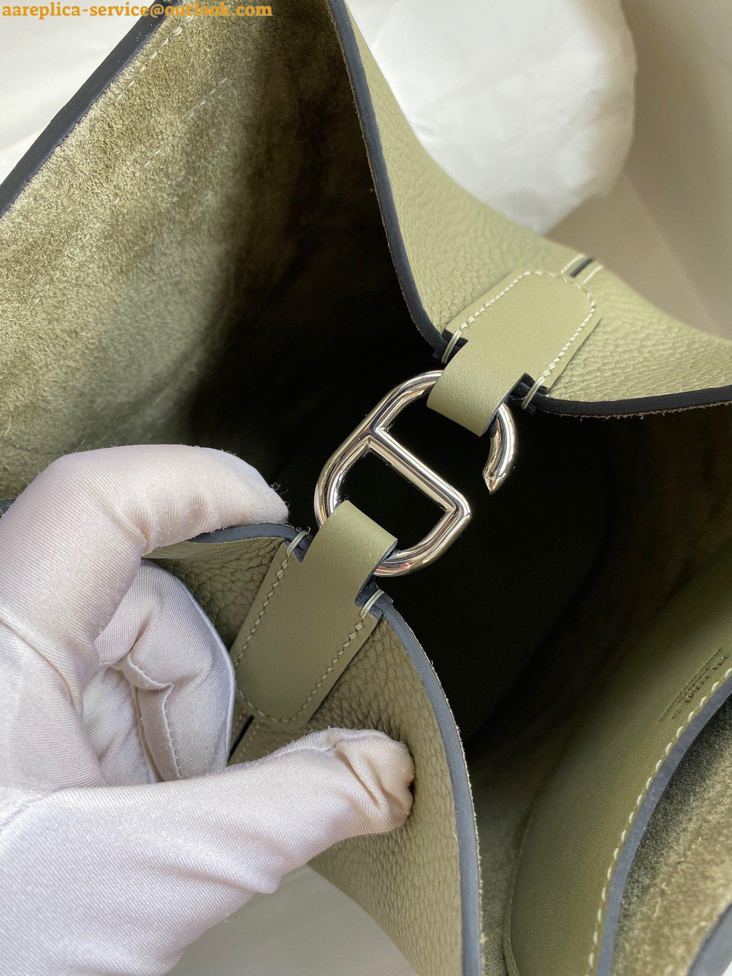 Replica Hermes In The Loop 18 Handmade Bag in Sauge Clemence Leatherther 11 Replica Hermes In The Loop 18 Handmade Bag in Sauge Clemence Leatherther 11