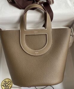 Replica Hermes In The Loop 18 Handmade Bag in Taupe Clemence Leatherther 2